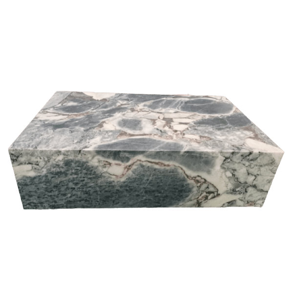 Orren Ellis Emrie Genuine Marble Block Coffee Table Blue Galaxy